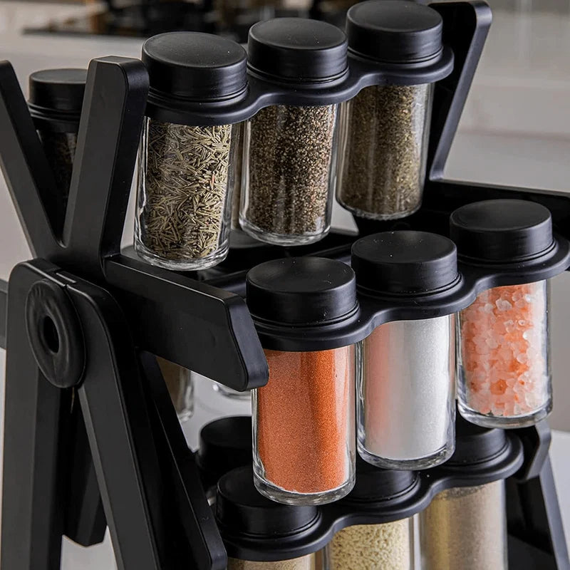 18-Jar Rotating Spice Rack – Space-Saving Kitchen Organizer