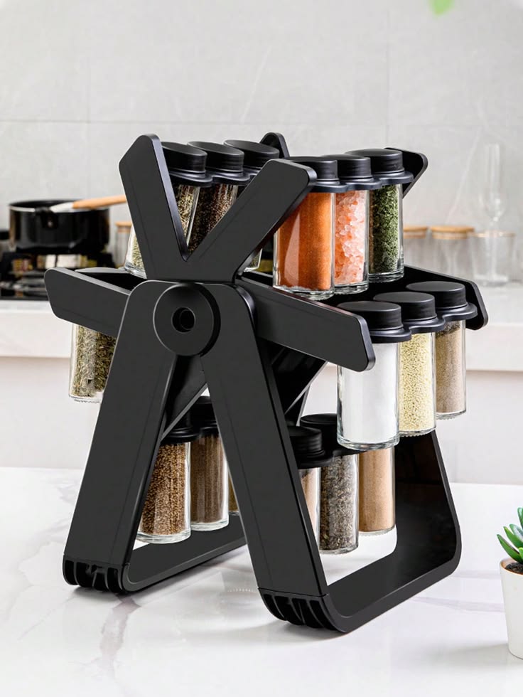 18-Jar Rotating Spice Rack – Space-Saving Kitchen Organizer