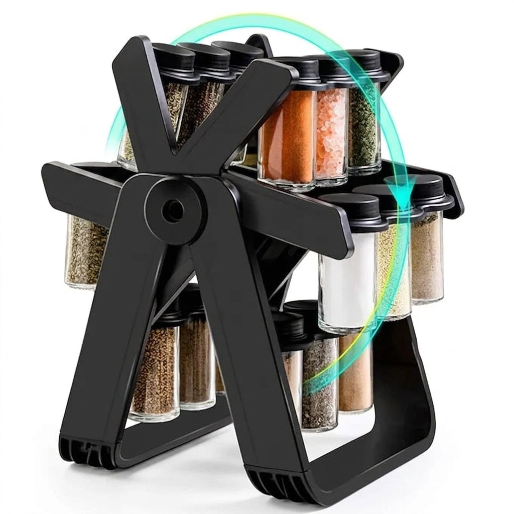 18-Jar Rotating Spice Rack – Space-Saving Kitchen Organizer