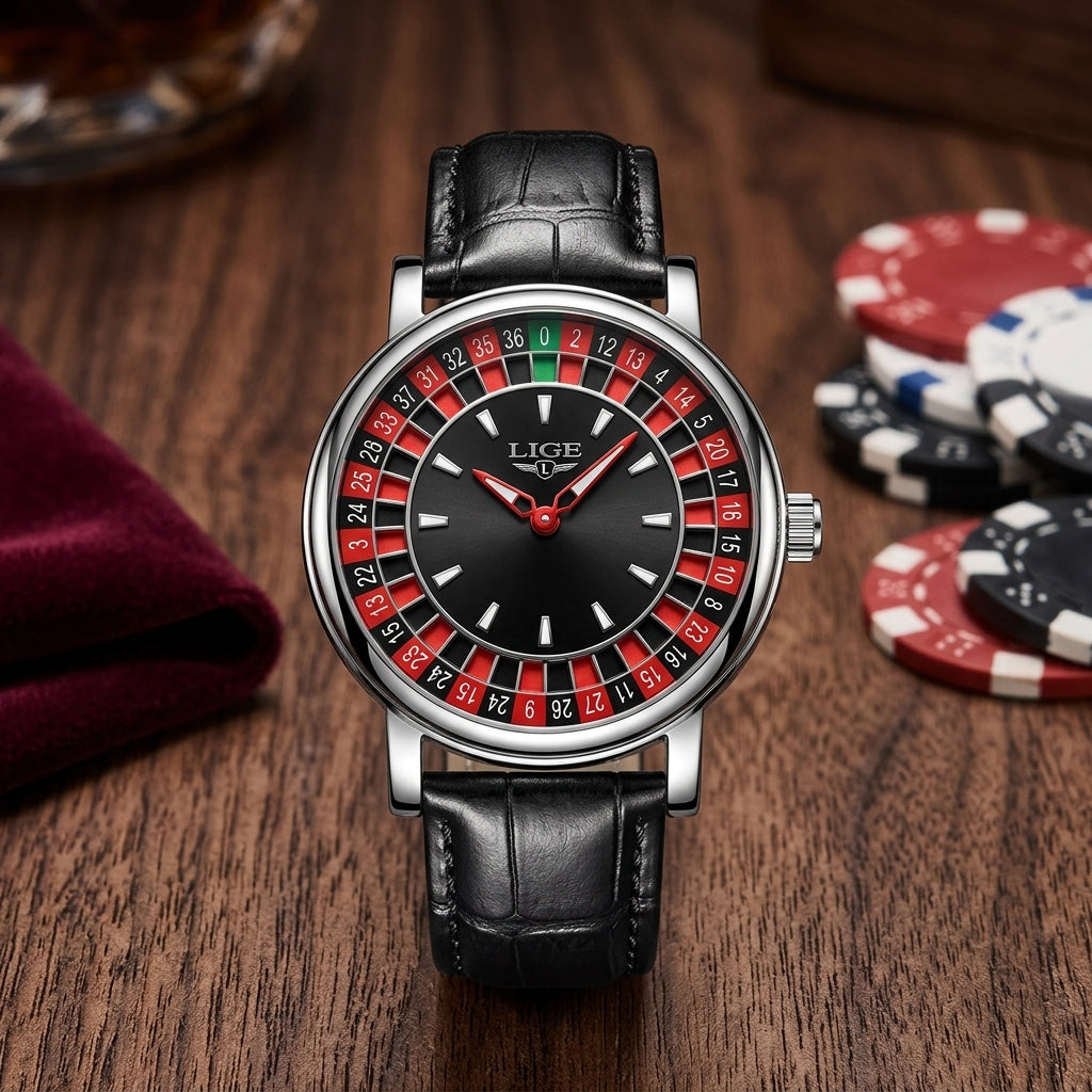LIGE Roulette Dial Luxury Watch