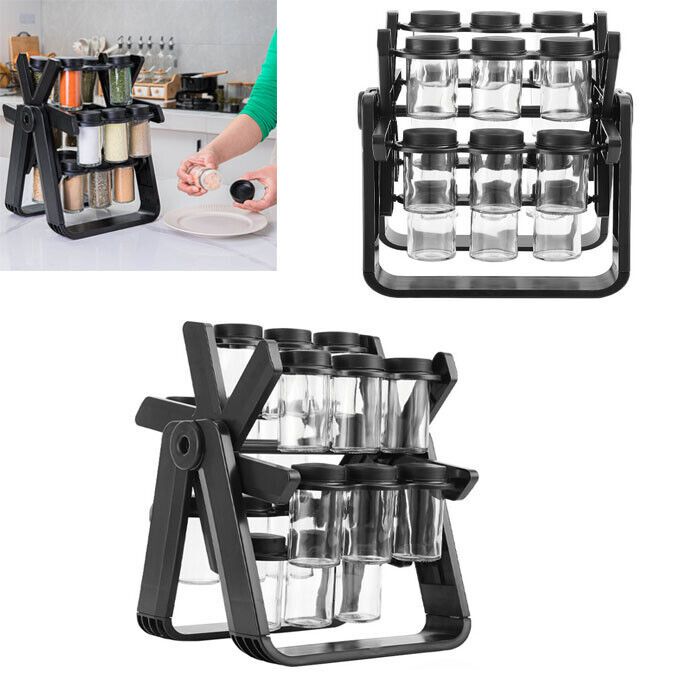 18-Jar Rotating Spice Rack – Space-Saving Kitchen Organizer