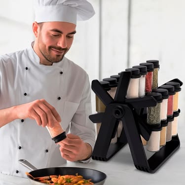 18-Jar Rotating Spice Rack – Space-Saving Kitchen Organizer