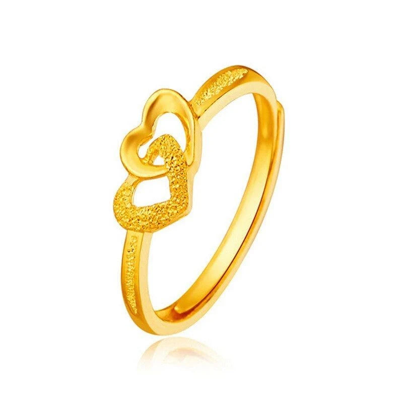 Gold-Plated Retro Heart Ring